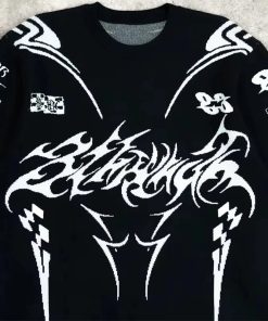 Custom Logo Men's Cotton Knit Jacquard Graphic Winter Sweater Pullover