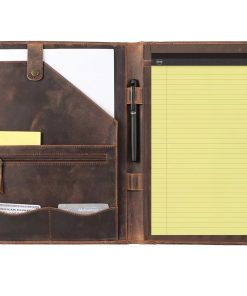 Vintage A4 PU Leather Conference Folder with Magnetic Snap Closure Stamp Printed Holds Documents-Custom Colors Available - A4 Custom size acceptable