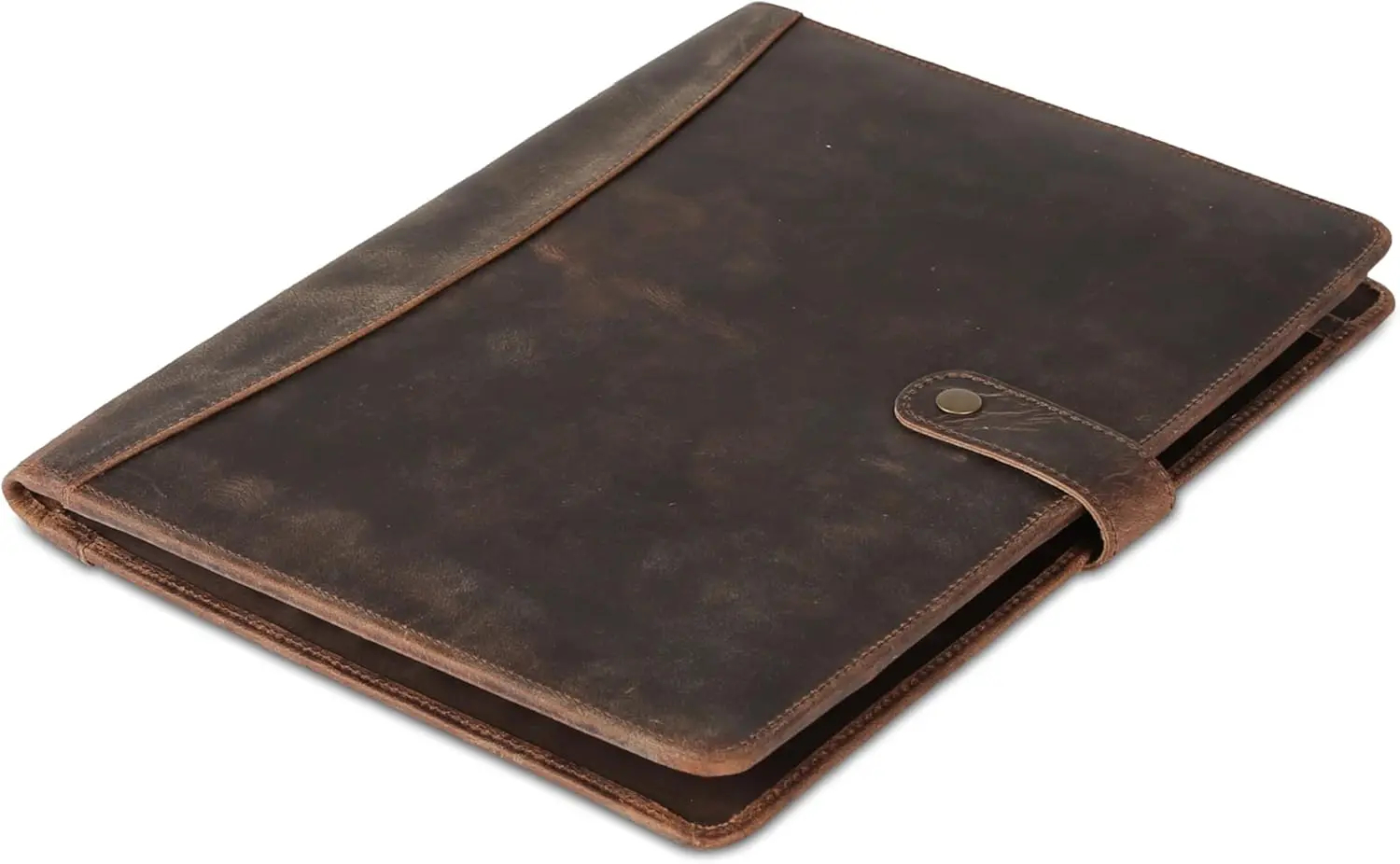 Vintage A4 PU Leather Conference Folder with Magnetic Snap Closure Stamp Printed Holds Documents-Custom Colors Available
